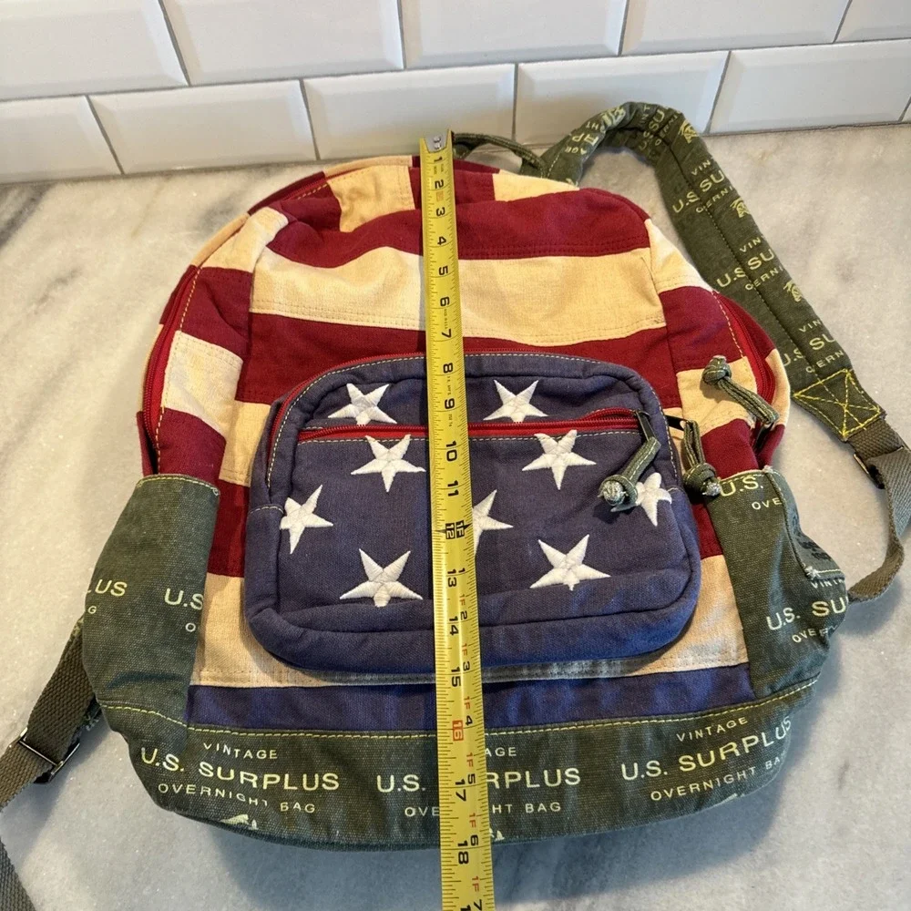 Tigerbear Republik Vintage US Surplus Heavy Canvas Backpack With US Flag‎ GW999